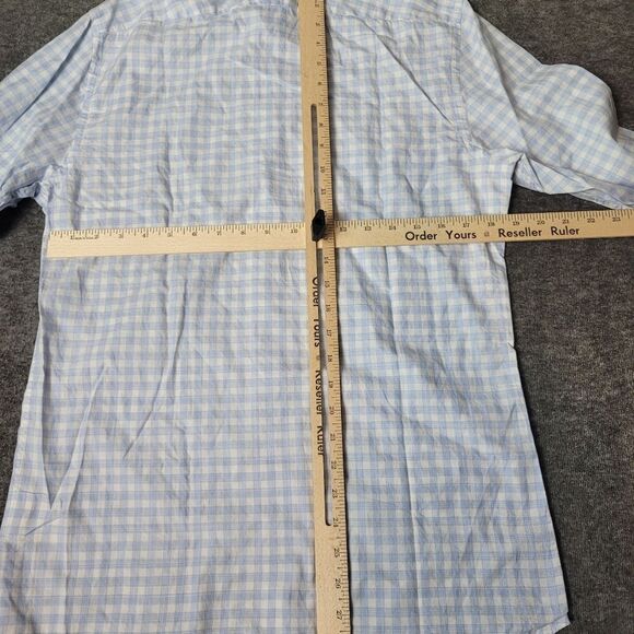 Suitsupply Men's M Button Down Shirt Egyptian Cotton Blue & White Gingham Plaid - Picture 8 of 10